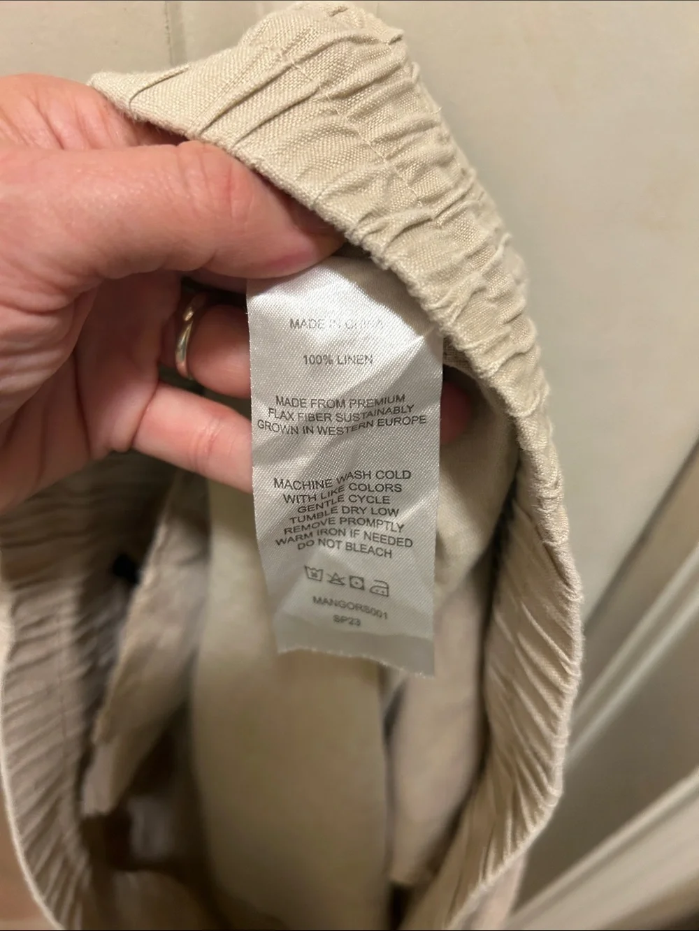 Quince tan L Elastic-Waist drawstring  Linen  Pants